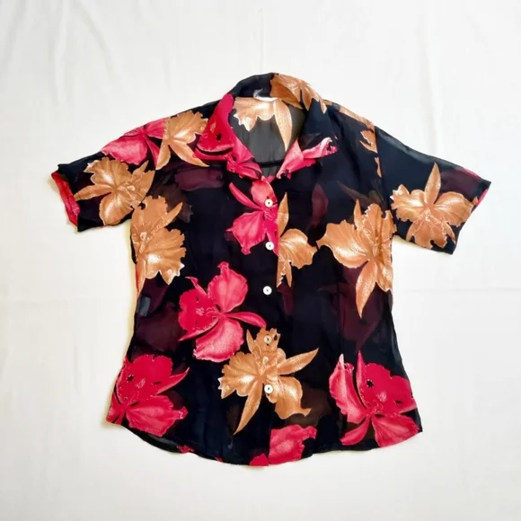 90s Vintage Floral Blouse - Picture 1 of 4
